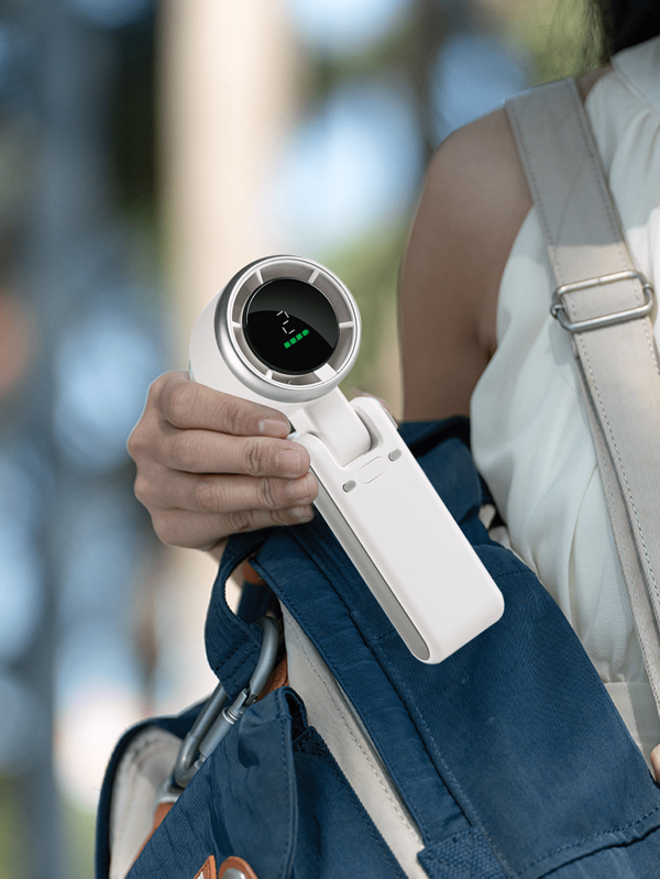 1 pezzo Ventilatore elettrico portatile ricaricabile da 1200 mAh ad alta velocità per uso esterno a forma rotonda