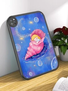 1 Peça Capa de Tablet com Elemento de Concha de Sereia Fofa, Ilustração Interessante de Estilo Cartoon do Bottom do Mar Azul, Proteção Contra Queda de 360 Graus para iPad de 10th Geração de 10.9", Capa de Tablet de Couro Portátil para iPad de 10.2" com Proteção