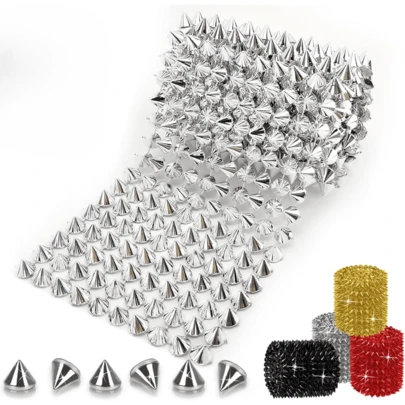 의복, 파티 장식, 의상 DIY 공예품 장식용 1야드 스파이크, 콘 플랫백 플라스틱 트림 메시, 재킷, 신발, 가방, 공예품 등에 사용 가능, 다양한 색상