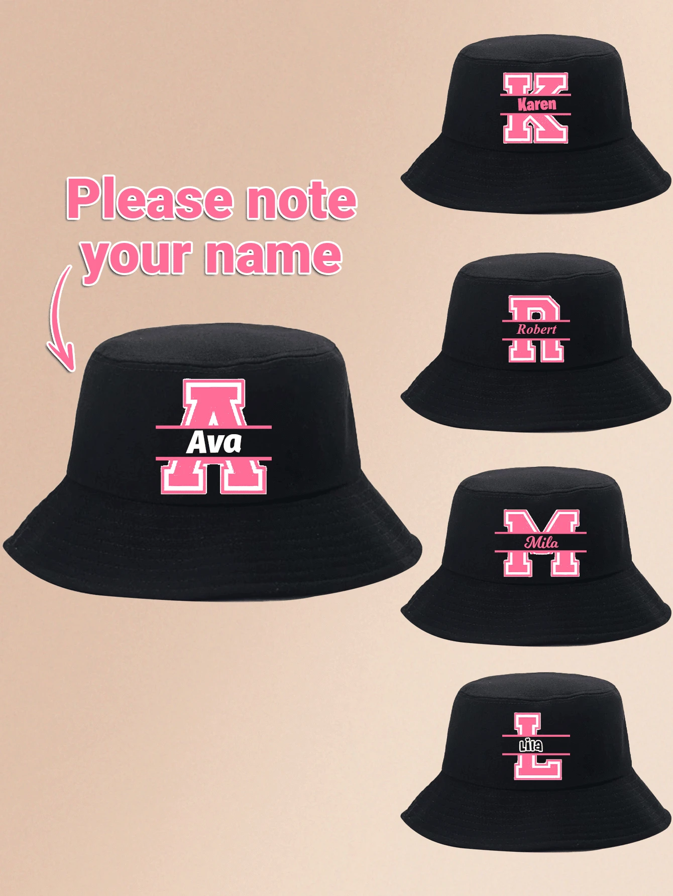1pc Kids 26 Letter Custom Bucket Hat, Personalized Fashionable Versatile, Suitable As Gift, Fits Boys And Girls Daily Wear - Multicolor - View 1