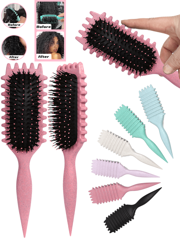 1pc New Pink Hair Curl Brush, Boar Hair Styling Brush, Curly Brush, Suitable For All Styles And All Female Curls (Comb Cleaning Brush Needs To Be Repurchased)