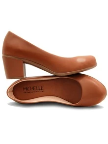 Pumps Thick Heel Doll Shoes Fashion Comfort Retro Doll Shoes High Heel Square Block Party Patent Leather And Napa Comfortable Closed Low Heel Square Shoes Elegant For Office And Work Round Toe - 焦糖棕 - 查看 5