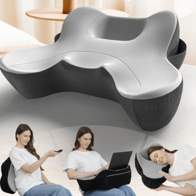 Memory Foam Reading Pillow For Gaming, For Arm Rest Lap Desk With Side Pockets,For Working,Writing,Playing In Bed&Sofa