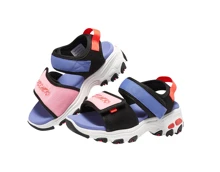 Skechers Sandalias deportivas de verano para niñas con suela blanda y cierre de gancho y bucle