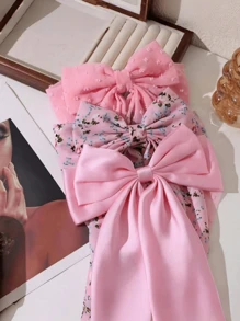 1 pieza Pinza de pelo con clip de mariposa de doble capa, con estampado de cereza y cinta de tela teñida de arándano, accesorio de pelo lindo adecuado para uso diario