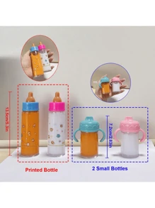 مجموعة زجاجات معجزة للحديثي الولادة + 2 ملصق DIY ، تتضمن زجاجة ، مصاصة وإكسسوارات الدمى ، مع تأثير الحليب والعصير المختفي ، مثالي للأعياد والمناسبات (اللون والطراز عشوائي)