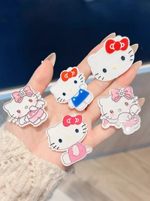 Sanrio Sanrio, 2 Pcs/4pcs Hello Kitty Girl Hair Clips. With Cute Cartoon Images Of Hello Kitty, They Are Beautiful And Lovely. Packed In Cardboard, They Are The Best Gifts For Children.
