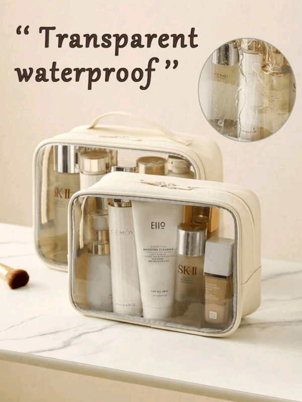 1 peça de bolsa de higiene transparente, material de PVC, à prova d'água, minimalista, bolsa de maquiagem de alta qualidade, grande capacidade, bolsa de cosméticos para viagem