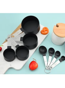 8pcs Measuring Cups & Spoons Set, Stackable Cups And Spoons, Nesting Measure Cups With Stainless Steel Handle, Kitchen Gadgets For Cooking & Baking