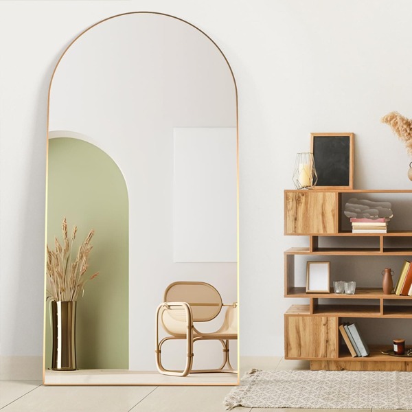 180 * 80cm Oversized Full Length Mirror, Bedroom Floor Body Mirror With Stand Floor Mirror Standing Mirror For Bedroom Extra Large Hanging Aluminum Alloy Thin Frame Home Decor Back To School Room Decor School Supplies