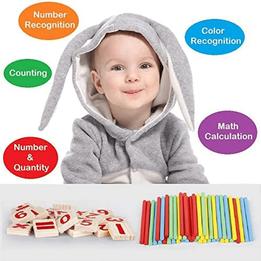 Counting Stick Mathematics Education Toys, Wooden Number Cards And Counting Stick Boxes Are Suitable For Children To Learn Mathematics In Early Childhood And Exercise Their Ability To Calculate