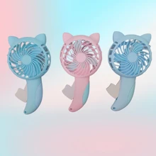1pc Big Size Cartoon Cat Handheld Fan, Cute Cat Shape Battery Operated Air Cooler For Summer