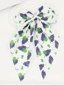 1 pieza Pinza de pelo con clip de mariposa de doble capa, con estampado de cereza y cinta de tela teñida de arándano, accesorio de pelo lindo adecuado para uso diario
