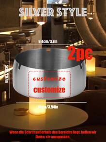 Customized Stainless Steel Windproof Ashtray, 1/2/10pcs Set, Personalized Text/Design, Gift For Men, Suitable For Store, Balcony, Living Room, Garden