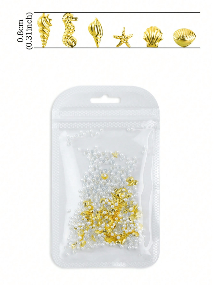 Bộ 1 gói đinh tán kim loại chủ đề đại dương mùa hè, phụ kiện thủ công DIY, thích hợp để làm trang sức bằng nhựa epoxy, bao gồm các họa tiết vỏ sò, sao biển, cá ngựa và ngọc trai giả, tuyệt vời để trang trí các dự án thủ công DIY. - Trong sáng - Xem 7