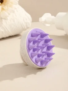 1 件头皮按摩洗发刷，硅胶洗发刷头皮清洁软浴梳美发工具、包、收纳、存储、发夹 - 米紫色 - 查看 1