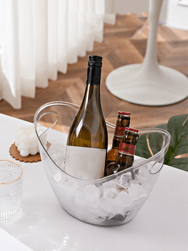 1 Stück/2 Stücke hochwertiger klarer Acryl Eiswürfelbehälter mit Eisschaufel Set, Getränke Eiseimer mit Griffen für Wein, Champagner, Bier und mehr - splitterfrei, perfekt für Zuhause und Outdoor Unterhaltung, für Familien, Partys, Grillfeste, Picknicks