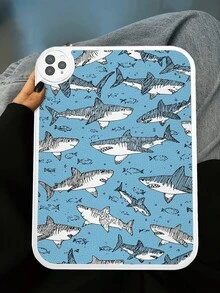 Ocean 1pc Shark Graphic Shockproof Tablet Case For Galaxy Tab A7 LITE, IPad Pro 11-Inch 2021, IPad 10th Generation - Multicolor - View 3