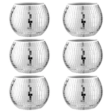 GOQODO 6 Stück Discokugel Vasen, multifunktionale Discokugel Pflanzschale Kerzenhalter, bunte Hochzeits-Tischdekoration für Hochzeit, Party, Geburtstag, Heimdekoration, Make-up Aufbewahrung, Süßigkeiten-Glas, kreatives Geschenk, Künstliche Blumendekoration