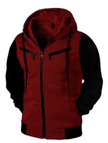 Sweatshirt Coat Cold Weather Blouse Sports Jacket Open Tracksuit - Burdeos - Ver 1