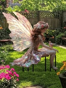 One Piece Set Of 2D Acrylic Decorative Art Fairy Tale Hummingbird Garden Stake Windproof Outdoor Decoration, 0.2cm Thick 2D Acrylic Flat Decorative Ground Plug, Landscape Theme, Plastic Material, No Need For Electricity Or Batteries, Suitable For Flower Pots - Multicolor - View 4