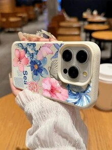 1 件花朵和贝壳拼布图案防水防震防滑软手机壳适用于苹果和手机