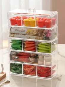 1 pièce Boîte de rangement rectangulaire avec couvercle en matière PP transparente ! Cette boîte de rangement, fabriquée dans un matériau PP durable, est conçue pour les amateurs de thé. Le design transparent et le couvercle inclus vous permettent de stocker et de visualiser facilement vos sachets de thé, mélanges de boissons et petits paquets d'assaisonnement. De retour à l'école