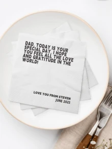 20-500pcs Custom Napkins, Personalized Paper Napkins With Text, 3-Ply Disposable Beverage Dessert Napkins, Cocktail Luncheon Napkins For Wedding, Baby Shower, Baptism - White - View 2