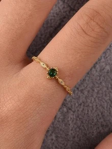 1pc 925 Sterling Silver Fashion Horse Eye Four Claw Emerald Ring Women Daily Commuter Versatile Ring Party Accessory Ladies High Quality Ring Wedding Engagement Anniversary Gifts Fine Jewelry Gift - Green Marquise Four-prong Gemstone Ring - View 2