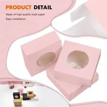 30 Pcs Foldable Kraft Paper Box With Round Clear Window Square Favor Box For Wedding Party Birthday Anniversary
