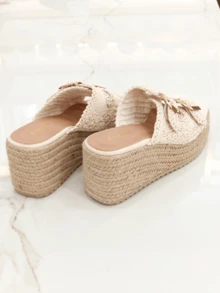 Revreal Crochet Wedge Sandals – Rustic Boho Charm波西米亞Casual休閒Cute可愛沙灘可愛Elegant優雅度假時尚搭扣Summer - 米色 - 查看 4