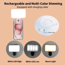 Przenośne światło do selfie, wideokonferencje, z klipsem do aparatu w telefonie, klips do światła LED do wideokonferencji, 3 tryby oświetlenia, ładowalne, przenośne, odpowiednie do laptopów/telefonów/tabletów/rozmów Zoom/makijażu, odpowiednie do selfie i transmisji na żywo, przenośne światło