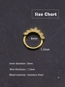 1 peça elegante piercing de nariz com zircônia em folha dourada, joia de piercing de argola ajustável para nariz