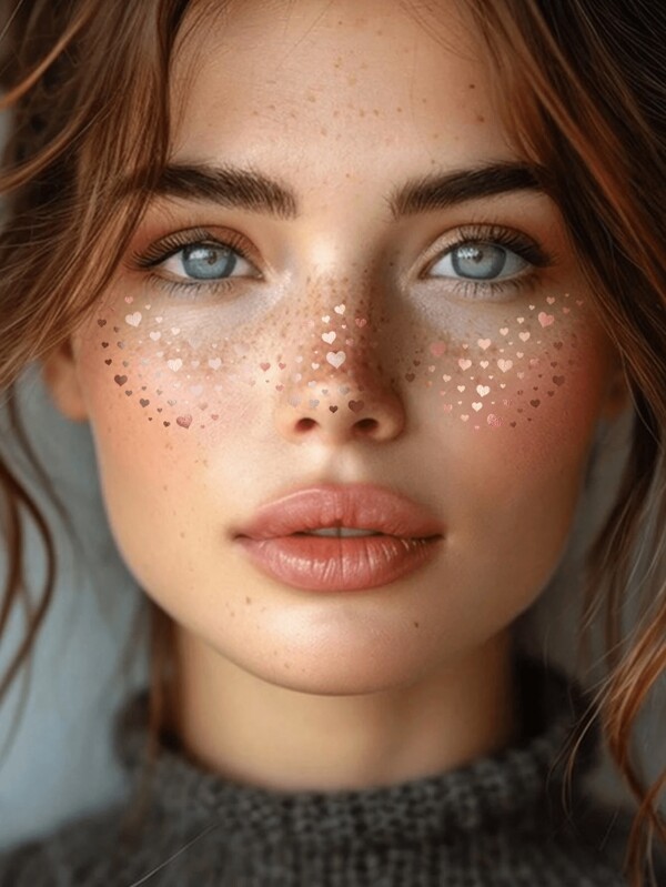 3pcs Gold/Pink Glitter Temporary Tattoos - Waterproof Fake Freckle Face Makeup Stickers, Face Tattoo Stickers, Easy To Apply & Remove, Long-Lasting Women Body Art (Random Style)