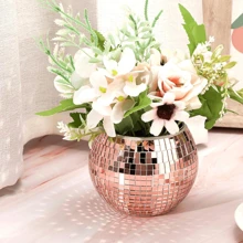 GOQODO 6 Stück Discokugel Vasen, multifunktionale Discokugel Pflanzschale Kerzenhalter, bunte Hochzeits-Tischdekoration für Hochzeit, Party, Geburtstag, Heimdekoration, Make-up Aufbewahrung, Süßigkeiten-Glas, kreatives Geschenk, Künstliche Blumendekoration