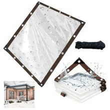 Waterproof Transparent Heavy-Duty Tarp With Buckle - Ideal For Outdoor Camping, Cars, Porches, Terraces, And Canopies, Transparent Waterproof Tarpaulin With Sealing Ring - Rainproof Outdoor Garden Cover Tarp
