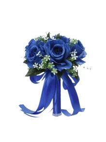 1 pièce Bouquet de mariage pour la mariée aux fleurs de Gypsophile roses, bouquet blanc pour la mariée, bouquet de fleurs artificielles pour le mariage, bouquet de demoiselle d'honneur avec ruban de soie, Saint-Valentin, décoration de bouquet de roses en perle, dentelle et maille
