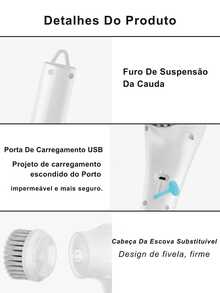 Adjustable Cleaning Brush Window Bathroom Kitchen Tool 5 In 1 Rechargeable - Random Color - View 9