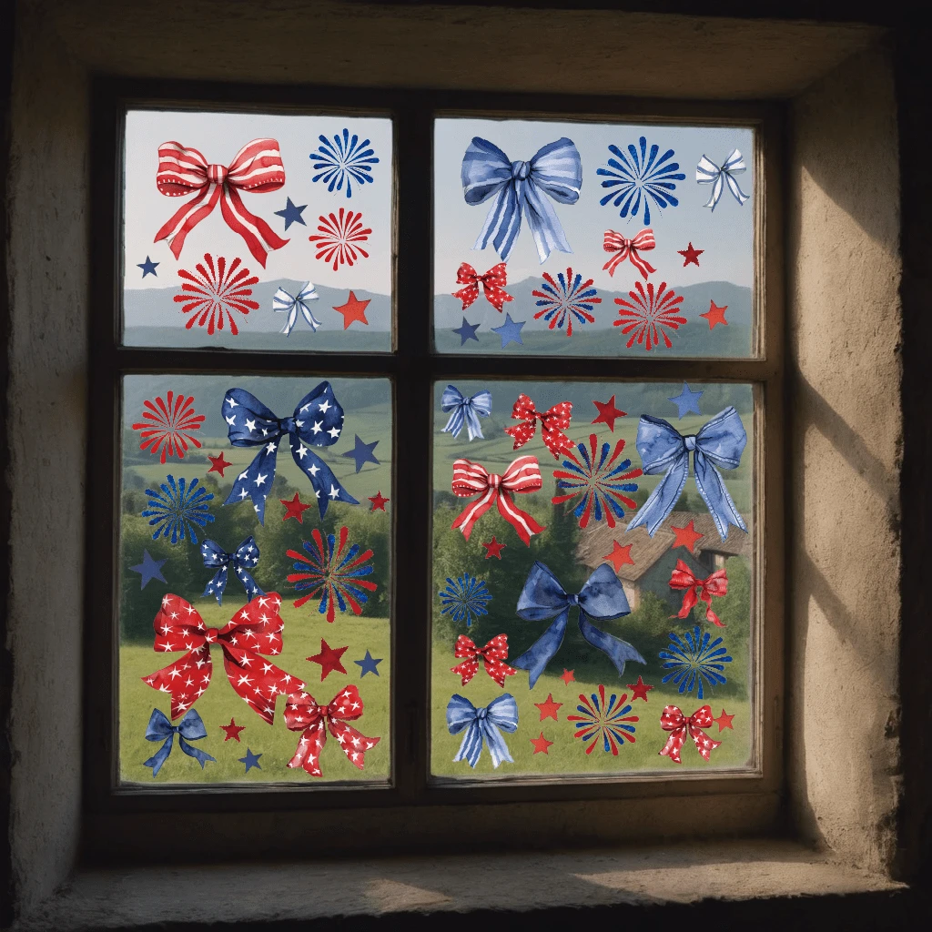 9 piezas Decoración del Día de la Independencia Lazo Decoración multifuncional minimalista para el hogar Pegatinas de pared Decoración de pared Pegatinas personalizadas