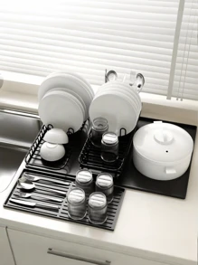 2-In-1 Silicone Coffee Mat With Raised Edges, Size 59.94x39.88cm, Designed To Protect Coffee Bar Countertops. Suitable For Coffee Machines, Espresso Machines And Saucer-Shaped Drying Mats, With Non-Slip Design And Removable Absorbent Pads, Easy To Clean, Coffee Bar Accessories Back To School