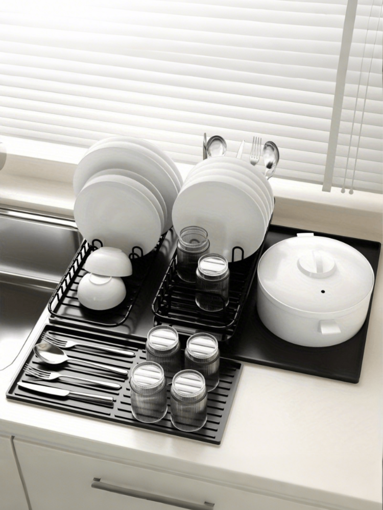 2-In-1 Silicone Coffee Mat With Raised Edges, Size 59.94x39.88cm, Designed To Protect Coffee Bar Countertops. Suitable For Coffee Machines, Espresso Machines And Saucer-Shaped Drying Mats, With Non-Slip Design And Removable Absorbent Pads, Easy To Clean, Coffee Bar Accessories Back To School - Multicolor - View 3