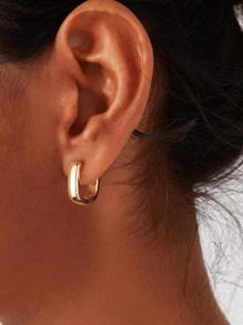 2 peças brincos pequenos e grossos em formato de U dourados para mulheres, brincos de argola pequenos e hipoalergênicos, brincos de argola pequenos e grossos para joias e presentes