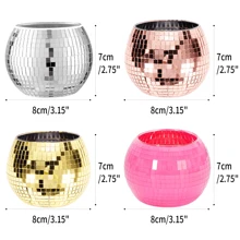 GOQODO 6 Stück Discokugel Vasen, multifunktionale Discokugel Pflanzschale Kerzenhalter, bunte Hochzeits-Tischdekoration für Hochzeit, Party, Geburtstag, Heimdekoration, Make-up Aufbewahrung, Süßigkeiten-Glas, kreatives Geschenk, Künstliche Blumendekoration