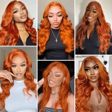 40 Inch 200% Density 13x4 HD Transparent Lace Front Wig - Ginger Orange Body Wave Glueless Wig With Pre-Plucked Hairline | Natural Look For Women & Men, All Ethnicities, Versatile Hairpiece, Elegant Hairpiece