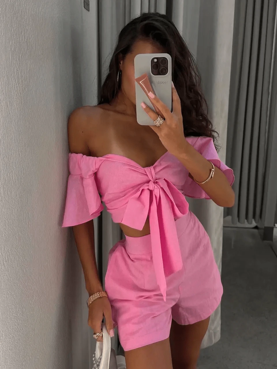 Women's Fashion Large Round Neck Plain Bow Knot Back Sleeveless Top