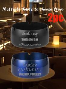 Customized Stainless Steel Windproof Ashtray (1/2/10 Pcs), Personalized Ashtray, Great Gift For Men, Customized For Store, Brand, Text & Graphic Design
