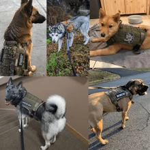 Tactical Dog Harness For Large Dogs, Tension Free Adjustable Pet Harness, Reflective Work Training Harness, Molle Vest With Handle, Easy Controllable Blast-Proof, Hook And Loop Panel, Pet Vest Style Dog Harness