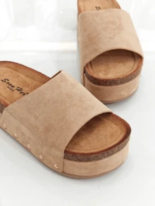 Revreal Schwarze Plateau-Sandalen – Lässig mit einem kräftigen Rand Bohemian Niedlich Elegant Elegant Resort Mode Strand Lässig Freizeit Nieteneinlage Strand - Khaki - Übersicht 3