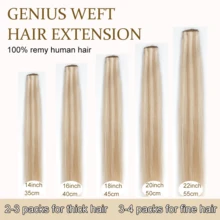 Genius Weft Human Hair Extensions Salon Quality Seamless Sew In Hair Extensions S27/613 Straight Hand Tied Invisible Genius Weft 50G - S27/613 - View 5