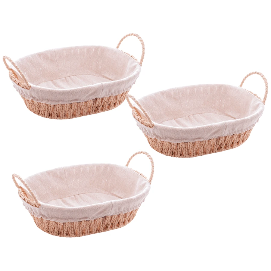 Oval Basket With Handle In Paper With Fabric Lining 29cm X 20cm X 12cm - Wolff - 3 UNITS - View 1